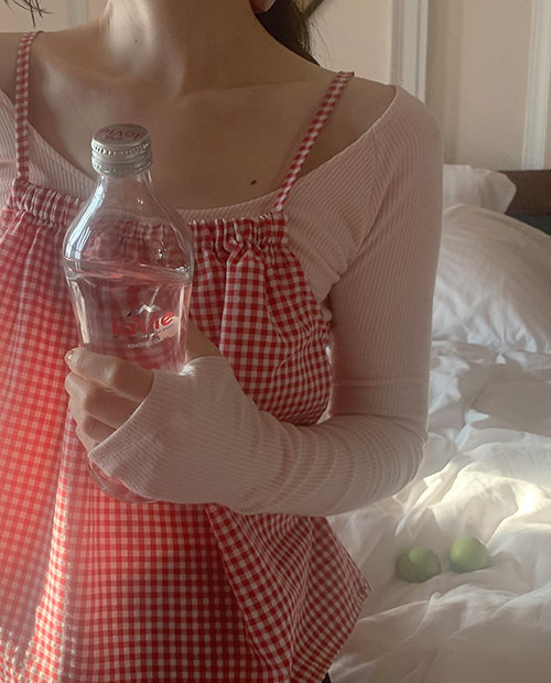 [MADE] check bustier : red
