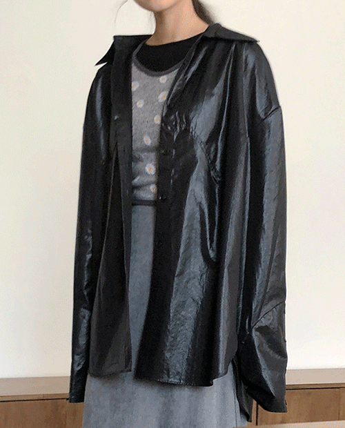 loose leather shirts / 2color